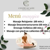 Menú de masajes Cosmiacare